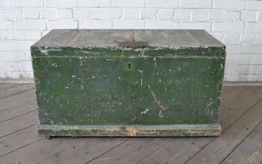 Late 19th Century Green Painted Trunk
