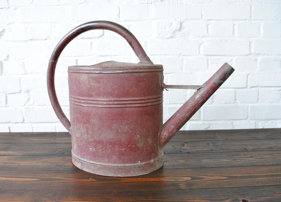 Vintage French Red Painted Watering Can