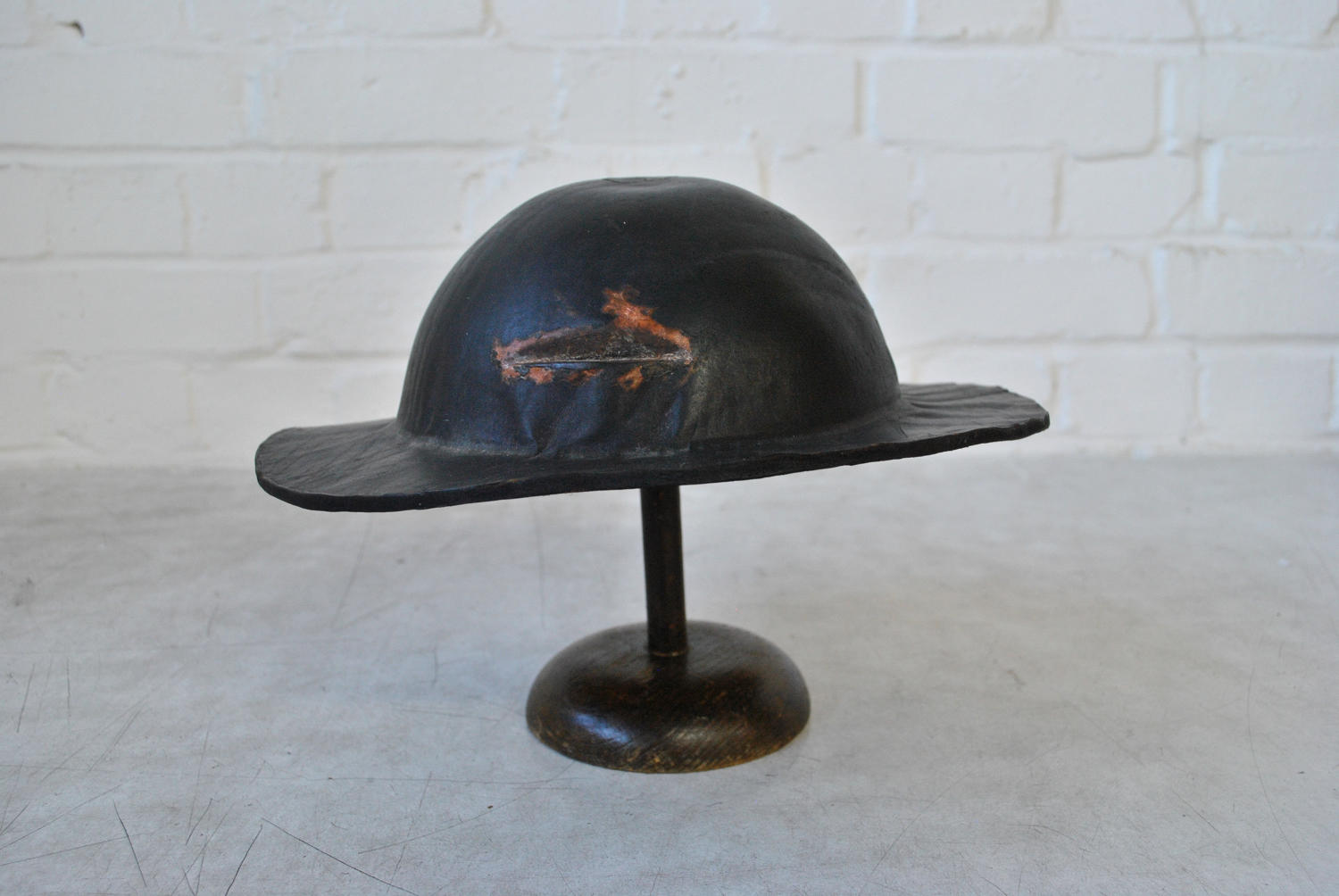 19th Century Leather Miners Hat