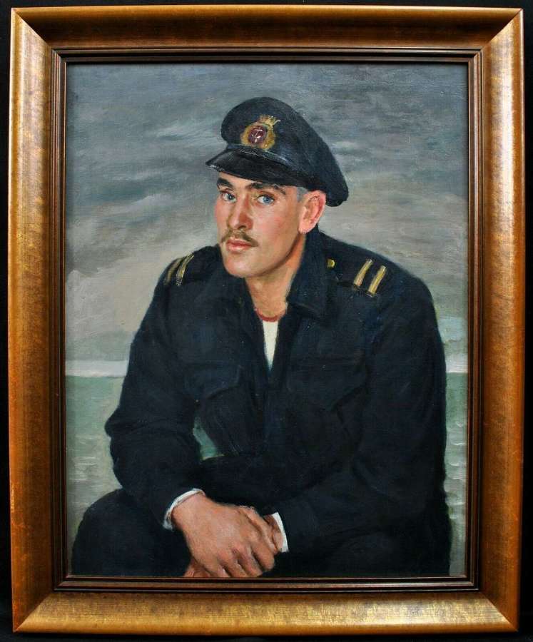 LARGE EARLY 20th CENTURY PORTRAIT OF A SAILOR OIL PAINTING
