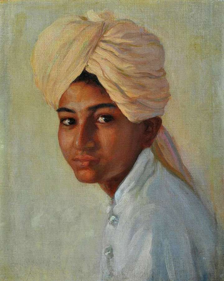 Ango-Indian School, 19th Century, Portrait of Sikh Boy, Oil on Canvas