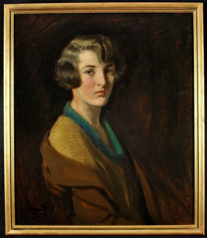 1920s English School, Portrait of Lady Eira Betty Sykes, Oil on Canvas
