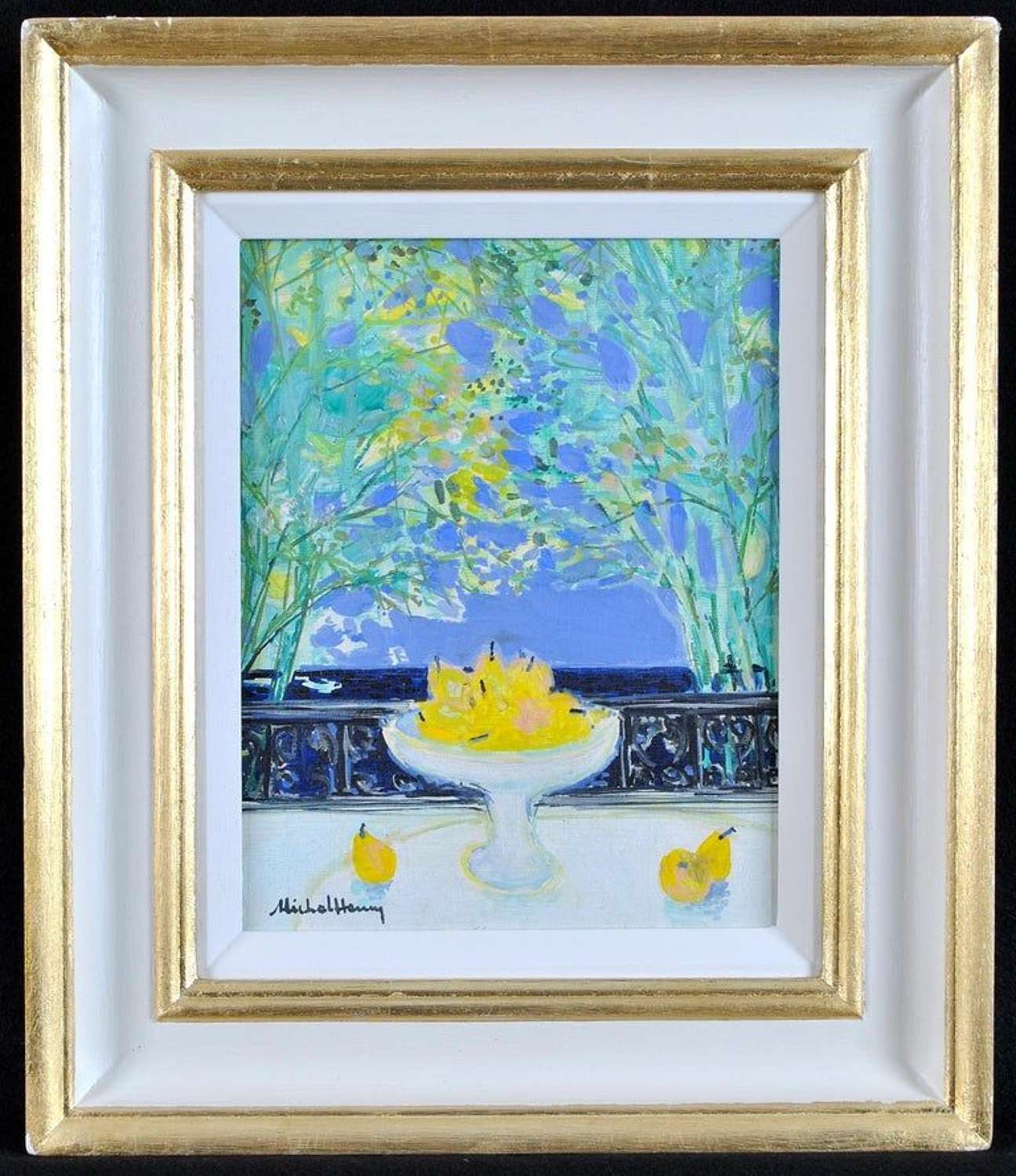 Michel Henry (1928-2016) Pears on a Balcony, Oil on Canvas
