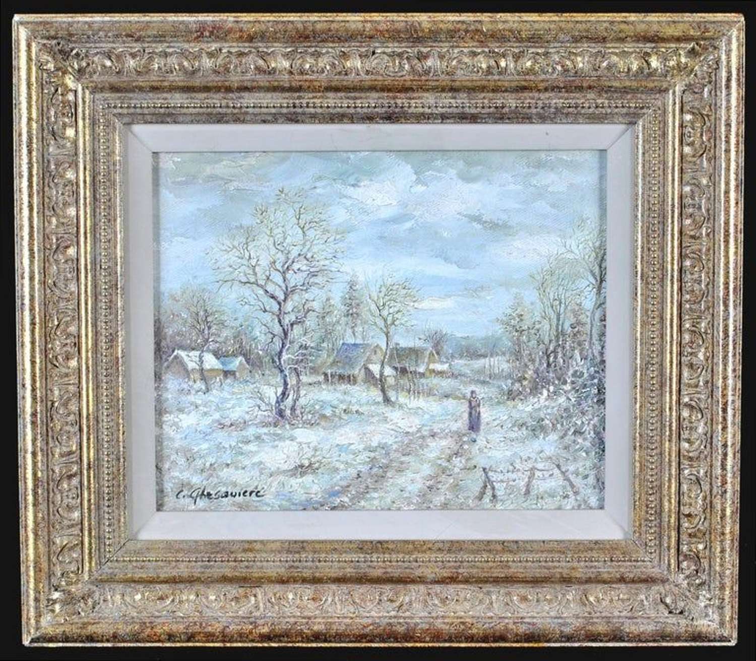 Christophe Ghesquiere (b.1968) Winter Landscape, Oil on Canvas