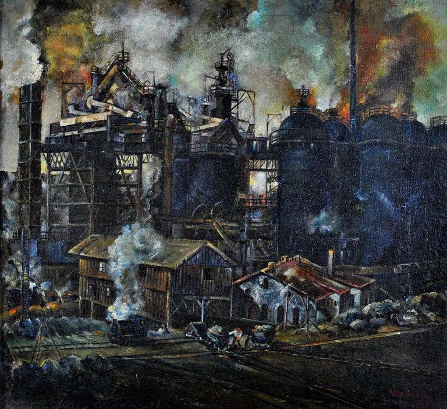 French School (20th century) The Mine, Oil on Canvas