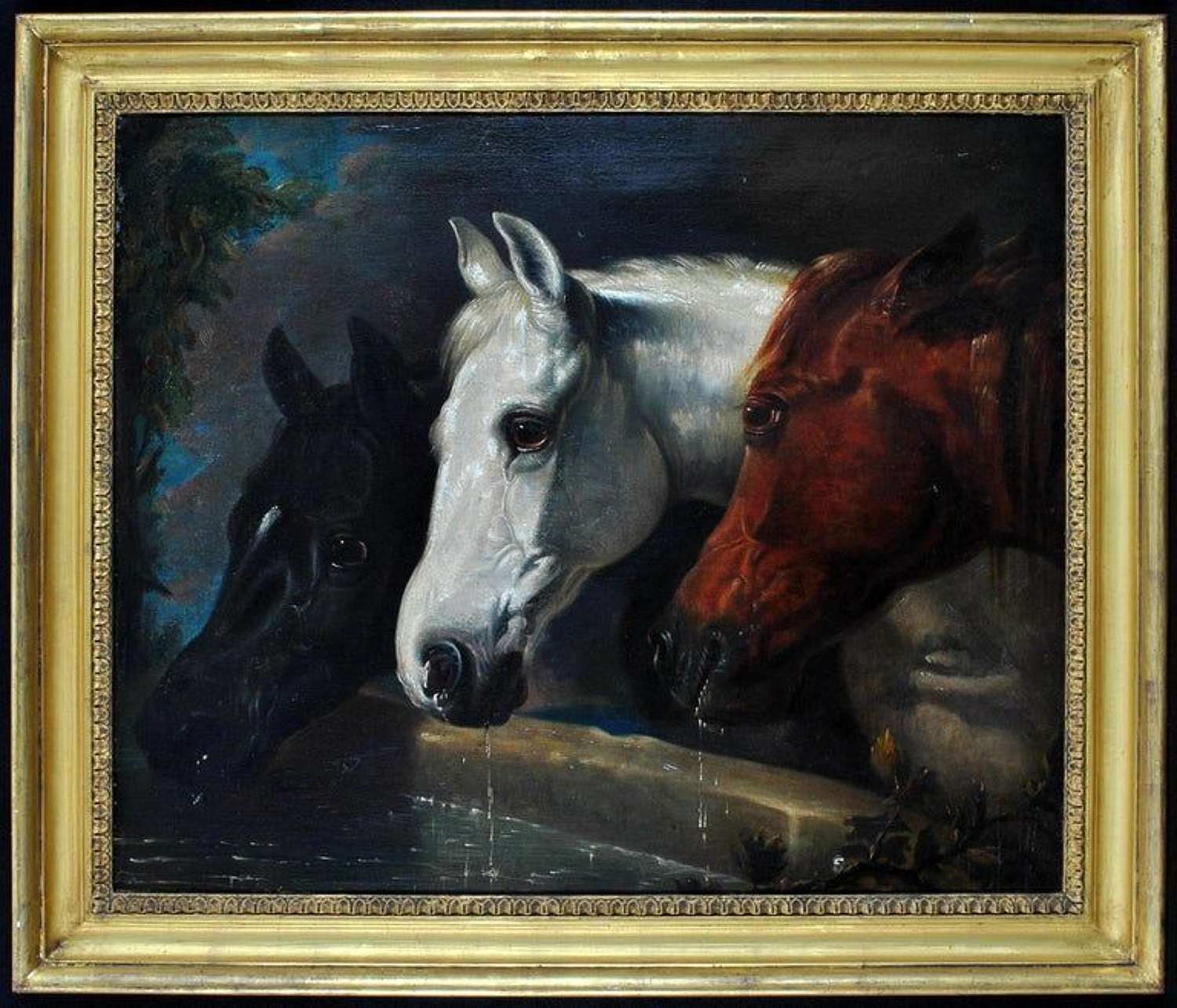John Frederick Herring (1795-1865) Horses at a Trough, Oil on Canvas