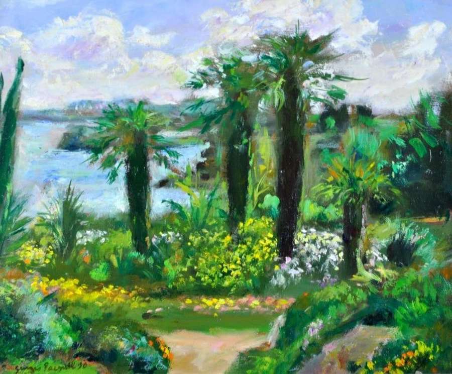 Pacouil, Georges (1903-1997) Palm Trees on the C&ocirc;te d'Azur