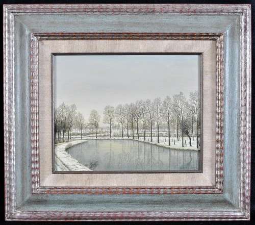 Belgian School (20th Century) ''Winter River Landscape''