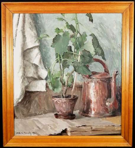 French School (20th Century) ''Still Life with Plant & Kettle''