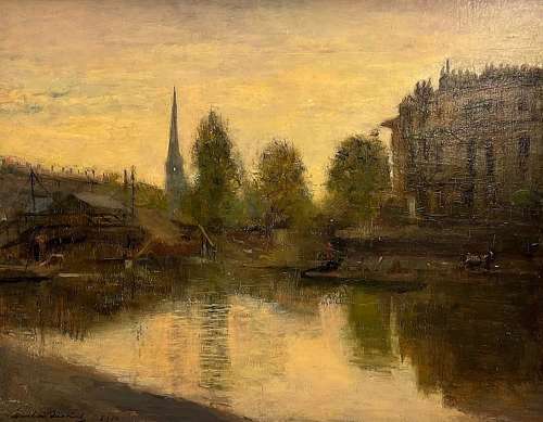 Sickert, Bernhard (1863-1932) Sunset River Landscape