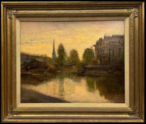 Sickert, Bernhard (1863-1932) Sunset River Landscape