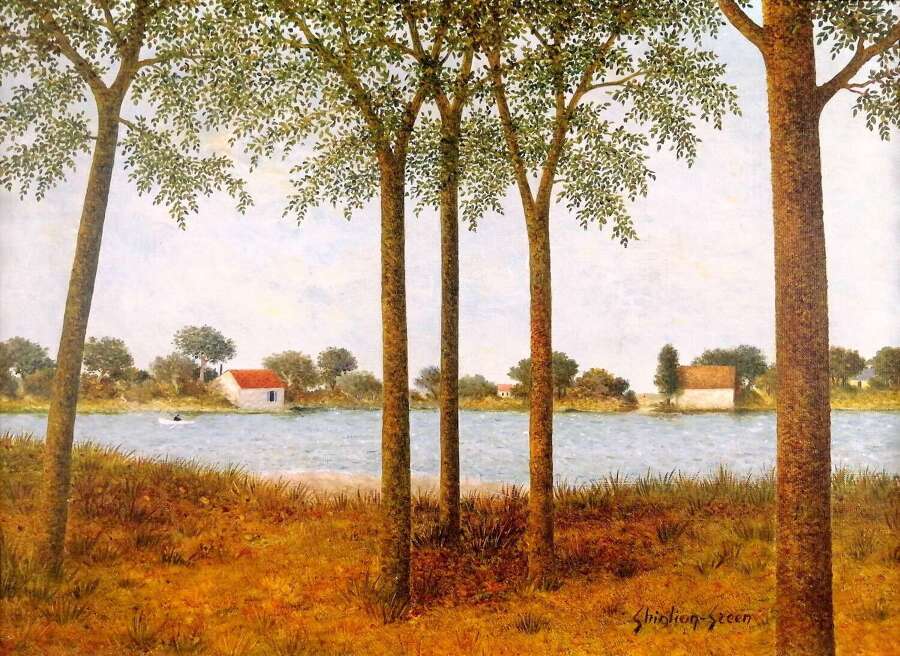 Ghiglion-Green, Maurice (1913-1989) Bords de Rivi&egrave;re