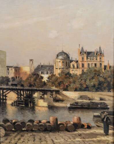 Cazin, Marie (1844-1924) OId Wooden Bridge, Paris