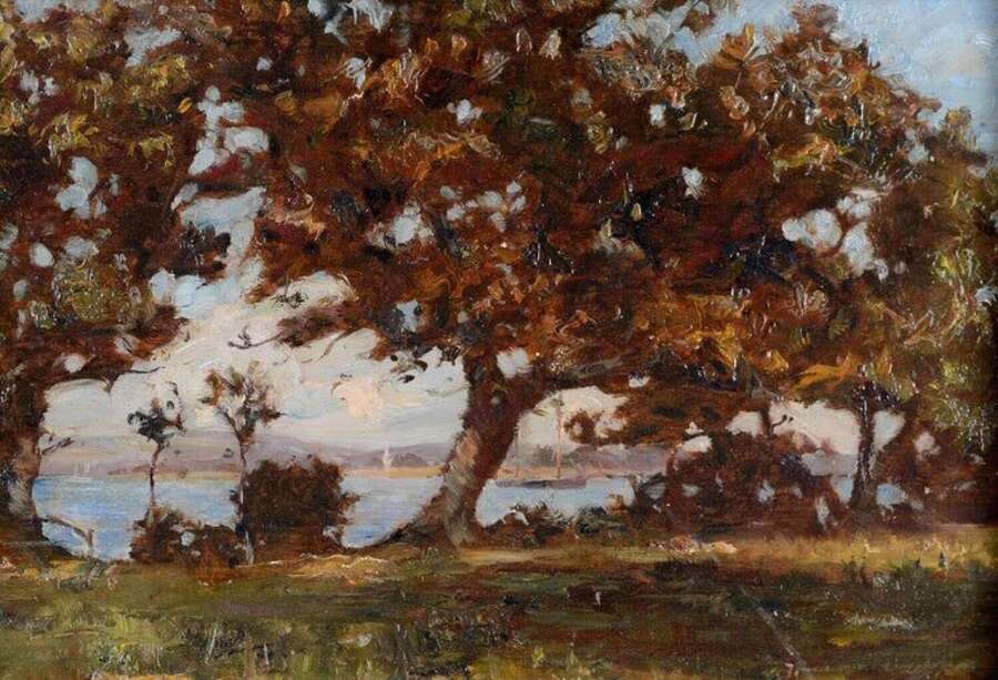French School (Early 20th Century) Wooded River Landscape
