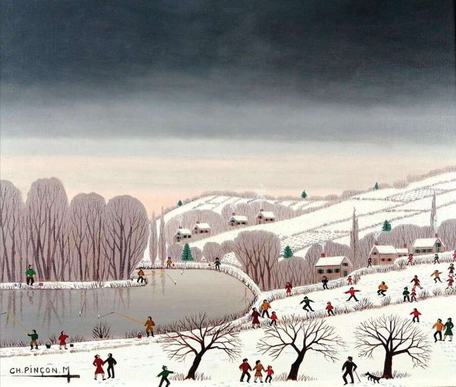 Pincon-Maricourt, Charles (1902-1973) Heureux Dimanche en Hiver