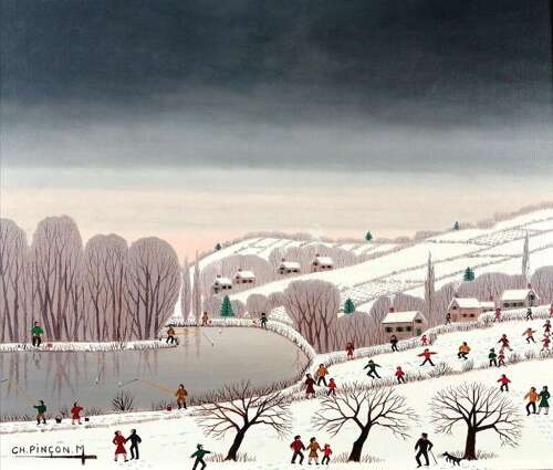 Pincon-Maricourt, Charles (1902-1973) Heureux Dimanche en Hiver
