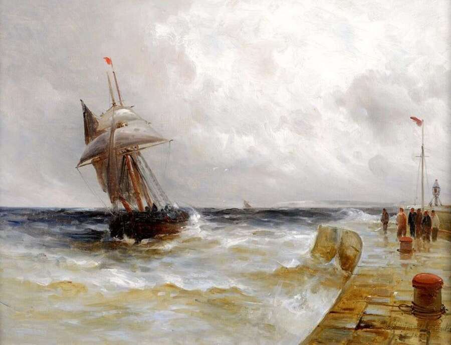 De Breanski, Gustave (c.1856-1898) Sailing off a Harbour