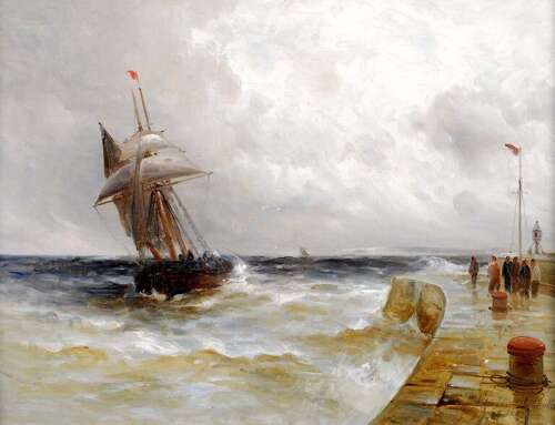 De Breanski, Gustave (c.1856-1898) Sailing off a Harbour