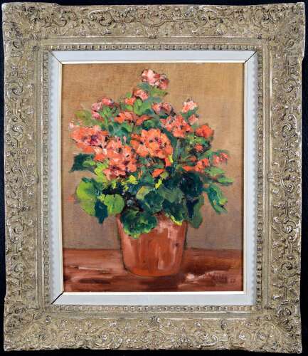 Méchin, Jacques (1890-1969) Geraniums in a Plant Pot