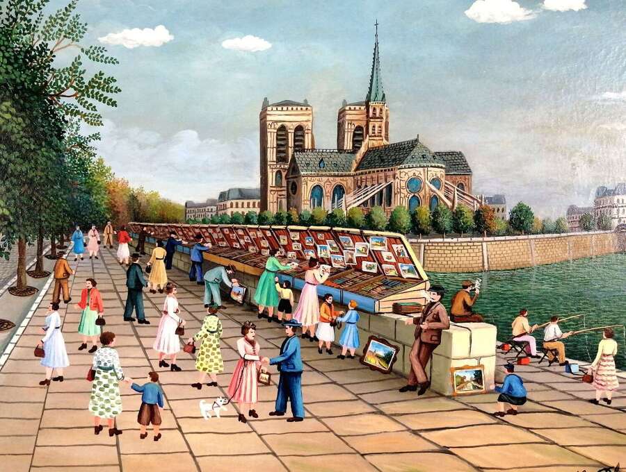 Blondel, Emile (1893-1970) Booksellers at Notre Dame