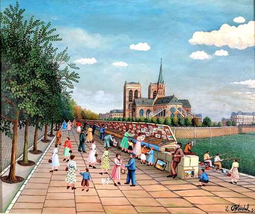 Blondel, Emile (1893-1970) Booksellers at Notre Dame